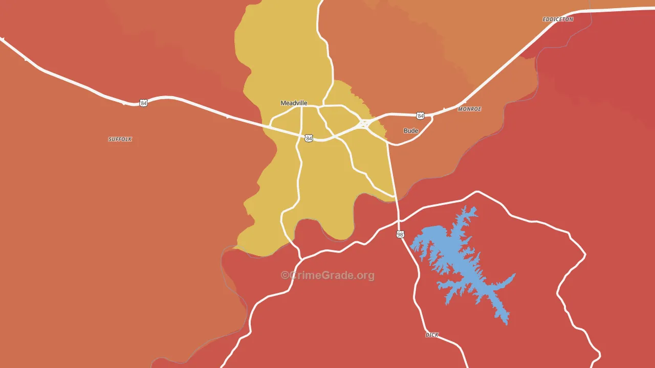 Meadville, MS Map of Arson Rates