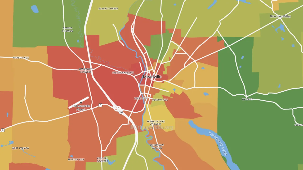 Meadville, PA Map of Arson Rates