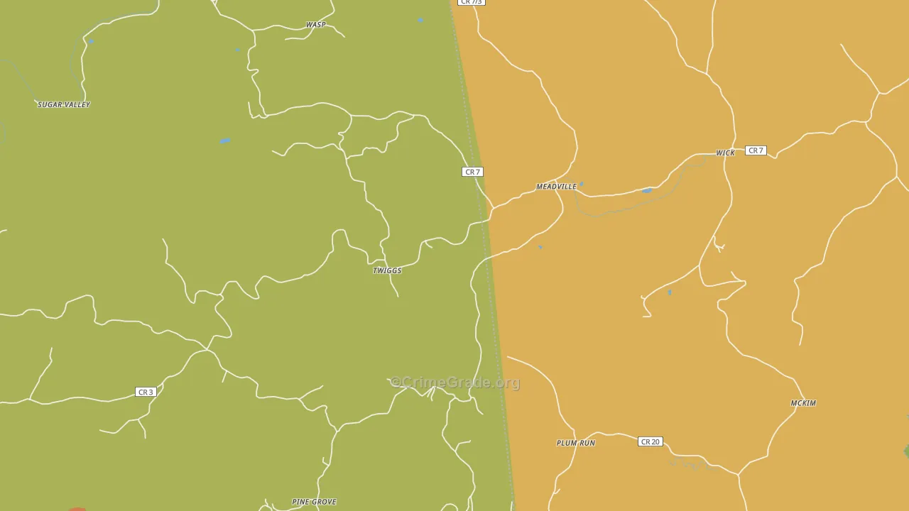 Meadville, WV Map of Arson Rates