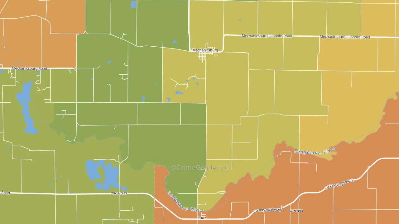 Mechanicsburg, IL Map of Arson Rates