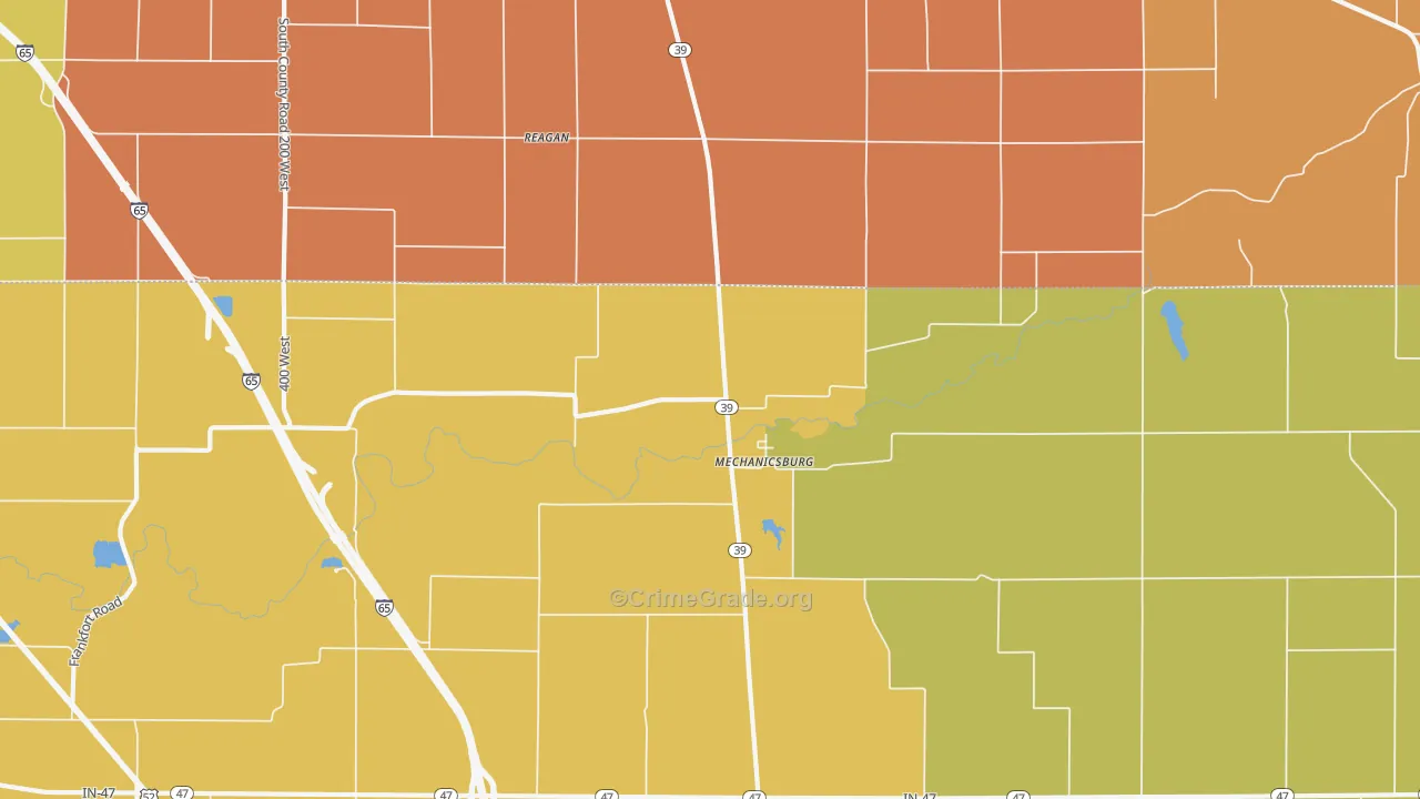 Mechanicsburg, IN Map of Arson Rates