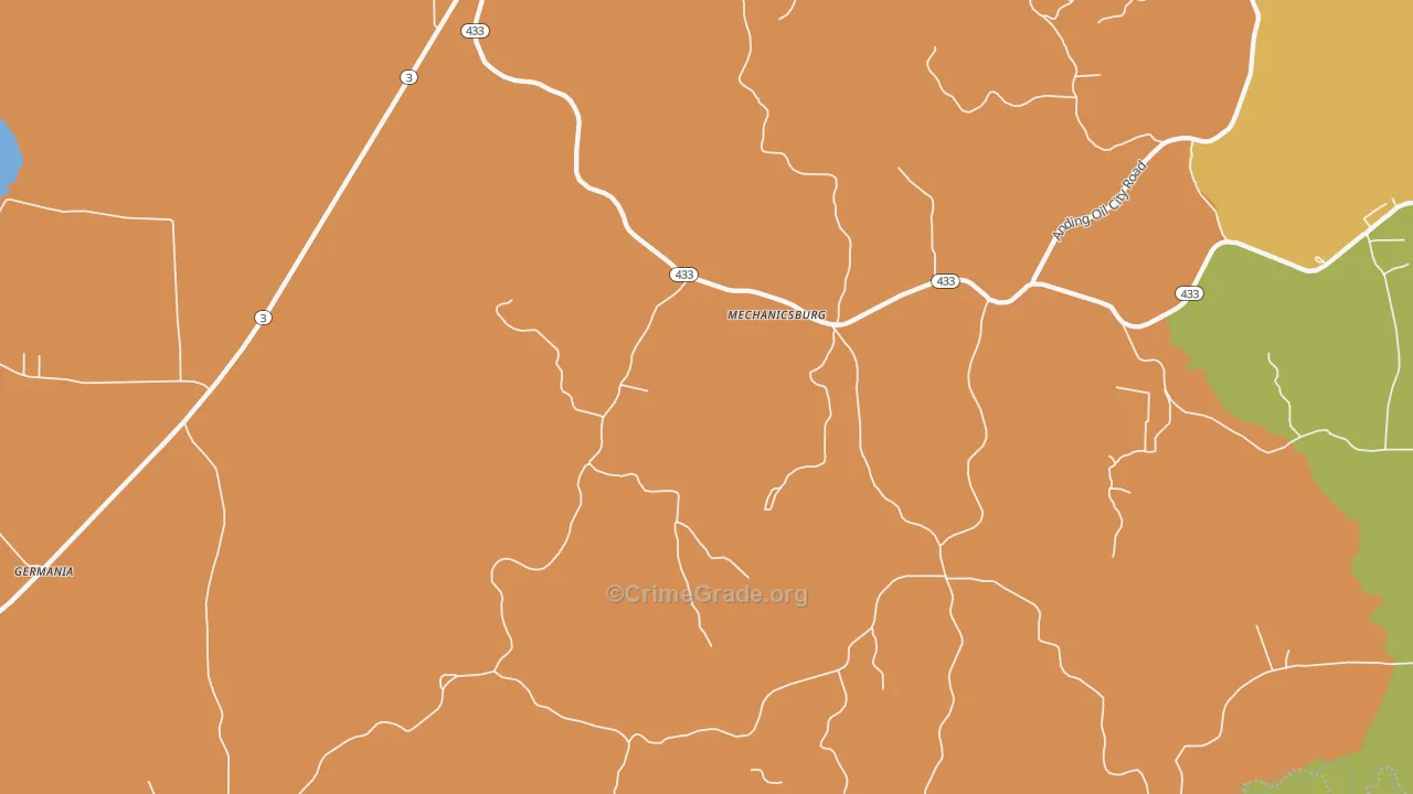 Mechanicsburg, MS Map of Arson Rates