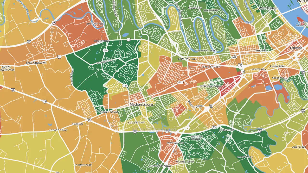 Mechanicsburg, PA Map of Arson Rates