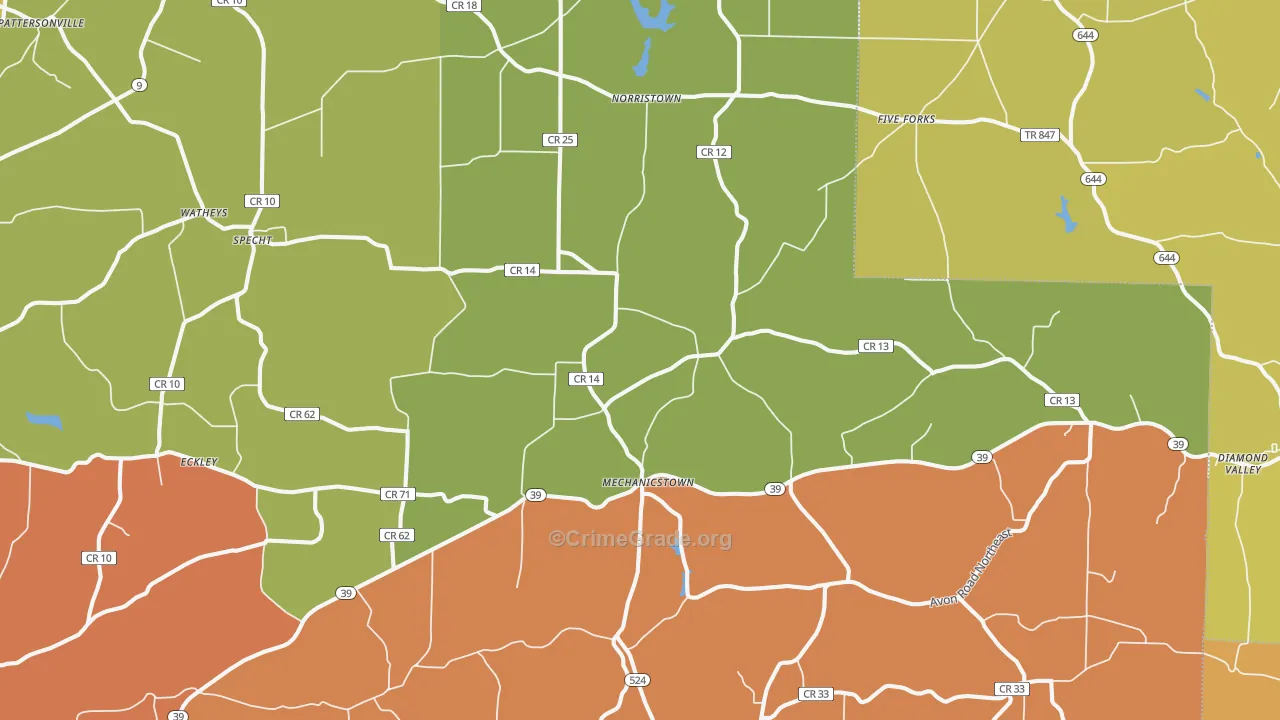 Mechanicstown, OH Map of Arson Rates