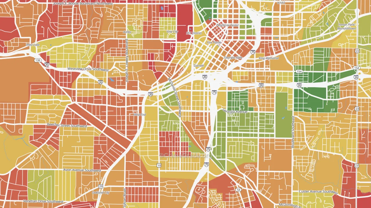 Mechanicsville, Atlanta, GA Map of Arson Rates