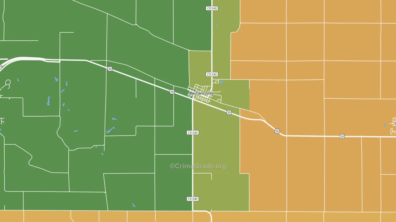 Mechanicsville, IA Map of Arson Rates