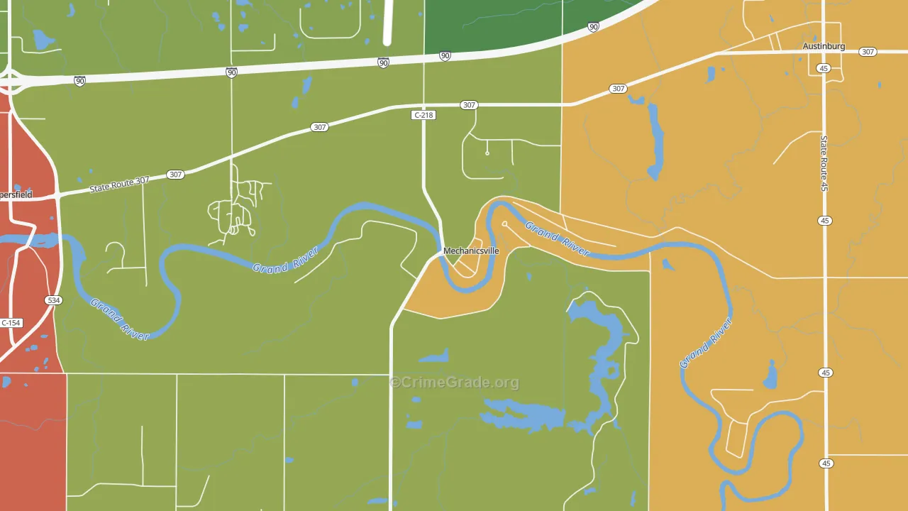 Mechanicsville, OH Map of Arson Rates