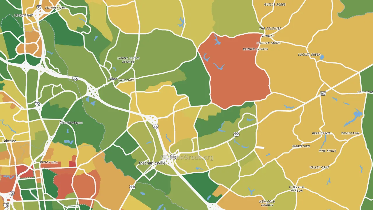 Mechanicsville, VA Map of Arson Rates