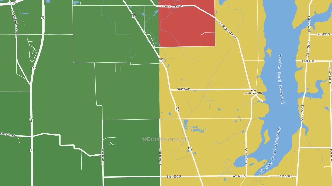 Medford, IN Map of Arson Rates