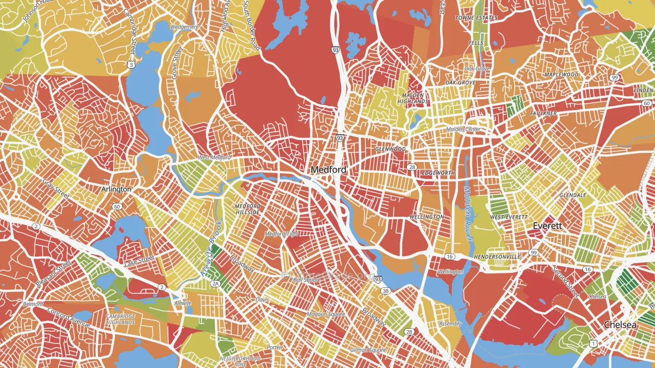 Medford, MA Map of Arson Rates