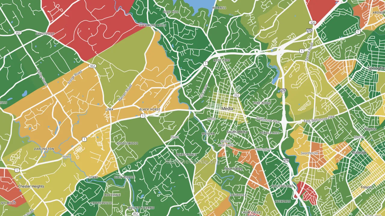 Media, PA Map of Arson Rates