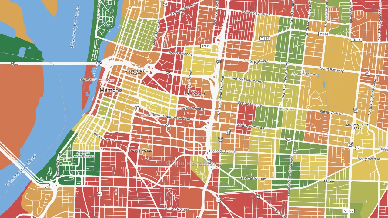 Medical District, Memphis, TN Map of Arson Rates