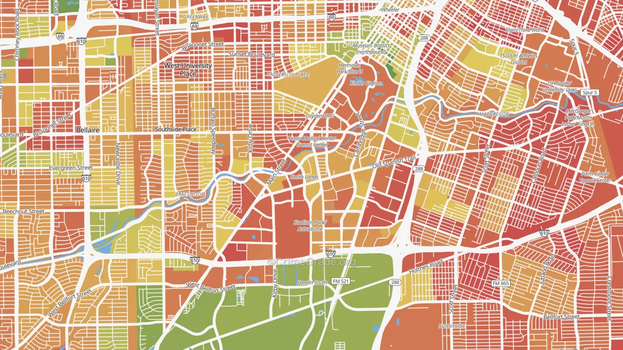 Medical, Houston, TX Map of Arson Rates