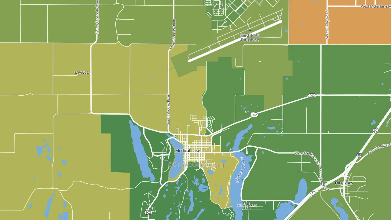 Medical Lake, WA Map of Arson Rates