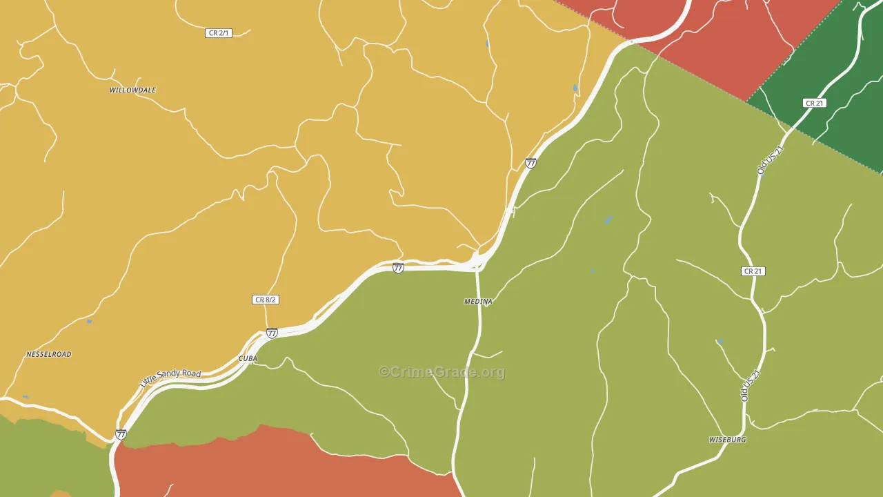 Medina, WV Map of Arson Rates