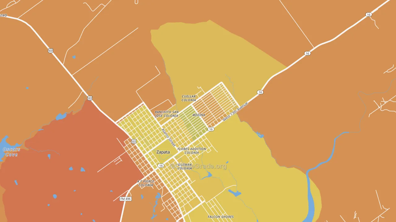 Medina, Zapata, TX Map of Arson Rates