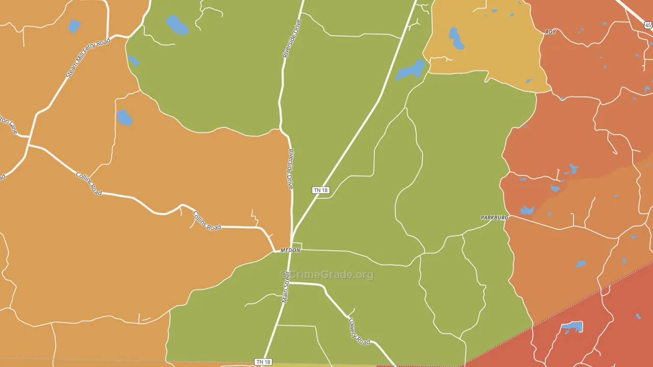 Medon, TN Map of Arson Rates