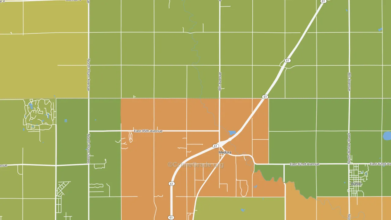Medora, KS Map of Arson Rates