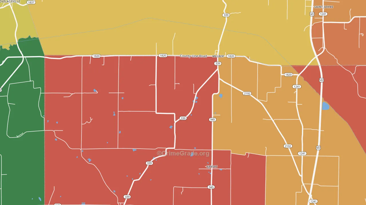 Melber, KY Map of Arson Rates