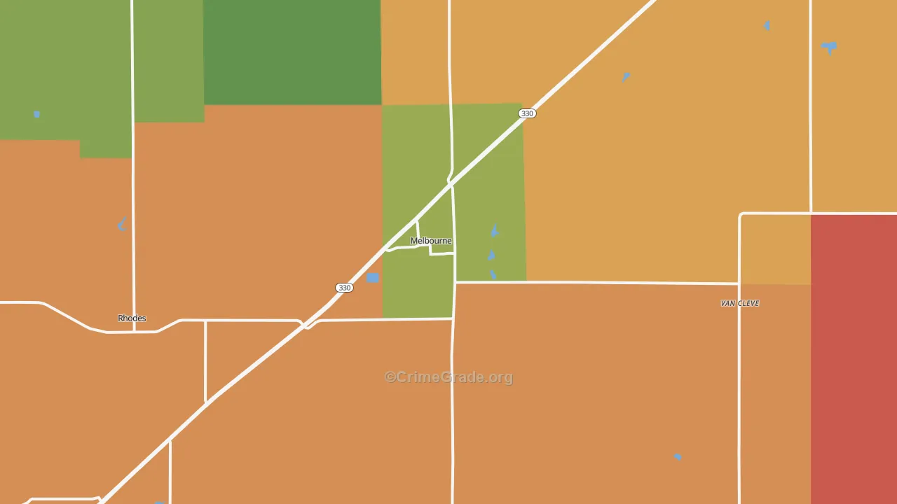 Melbourne, IA Map of Arson Rates