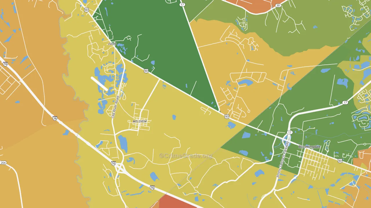 Meldrim, GA Map of Arson Rates