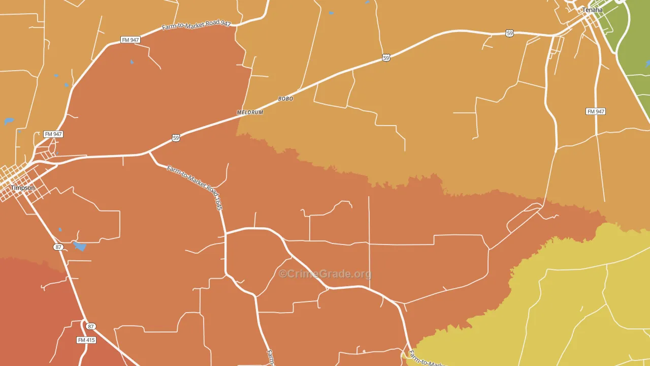 Meldrum, TX Map of Arson Rates