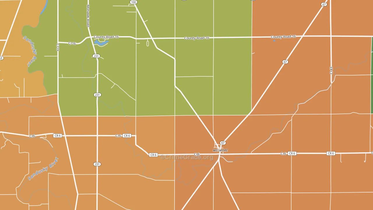 Melmore, OH Map of Arson Rates