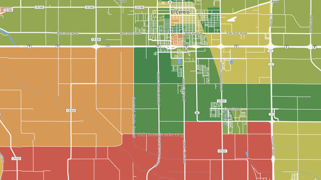 Meloland, CA Map of Arson Rates