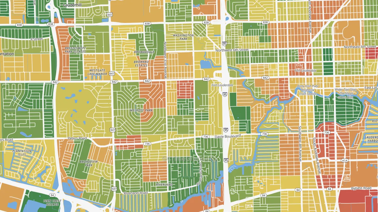 Melrose Manors, Fort Lauderdale, FL Map of Arson Rates
