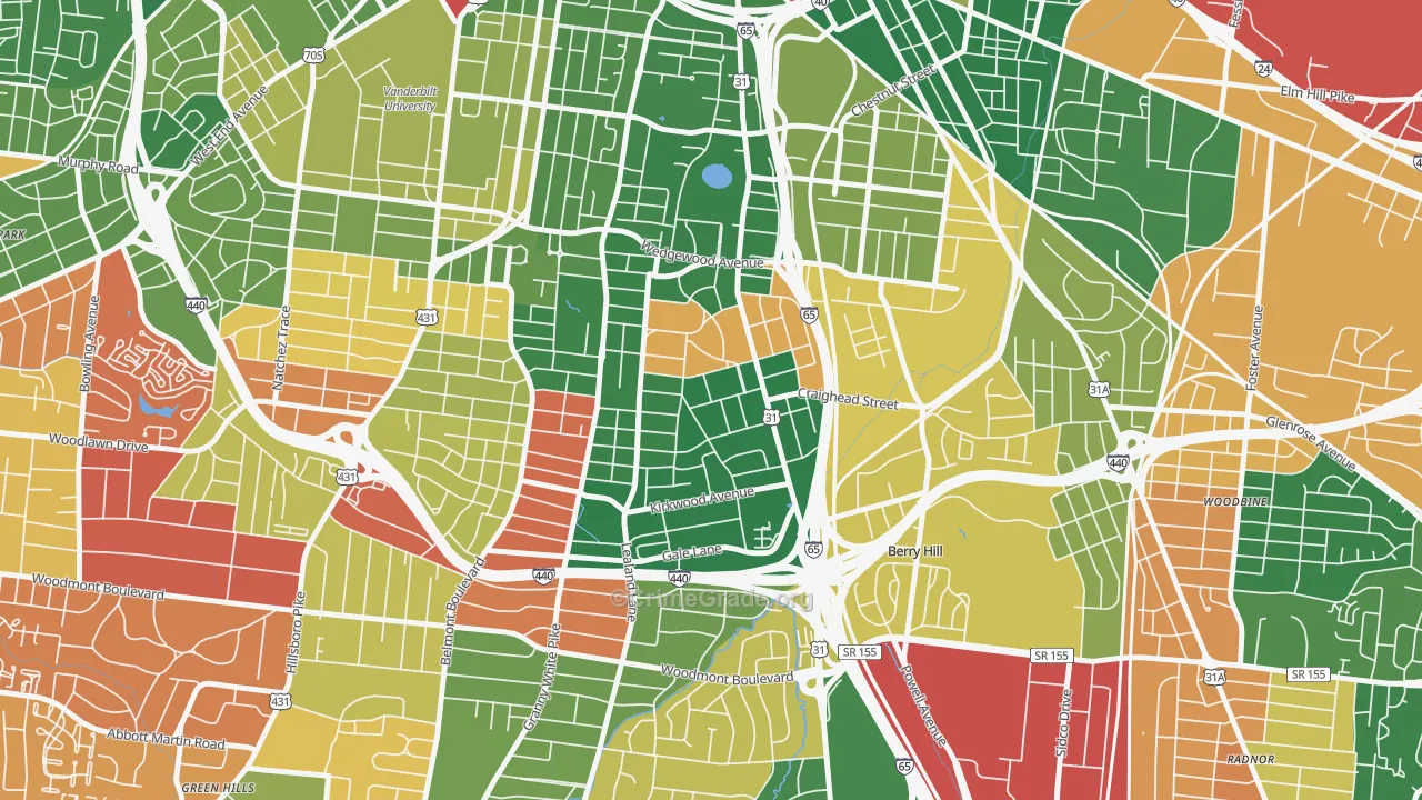 Melrose, Nashville, TN Map of Arson Rates