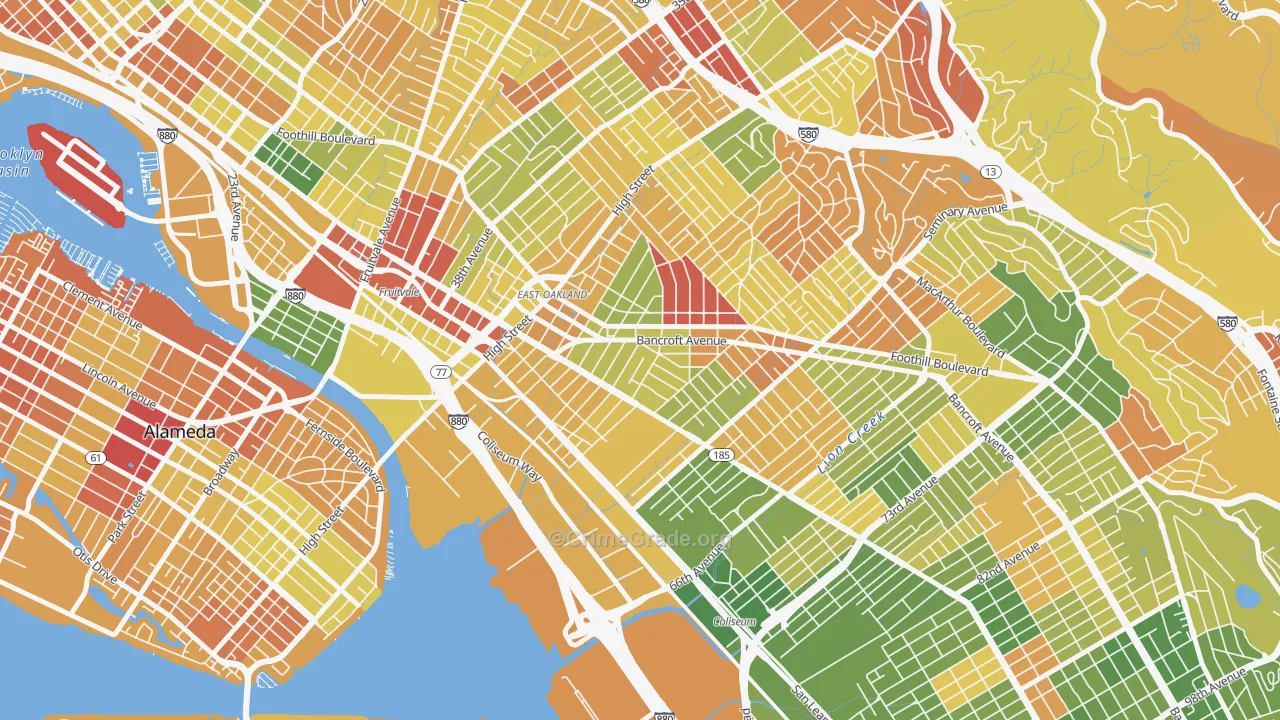 Melrose, Oakland, CA Map of Arson Rates
