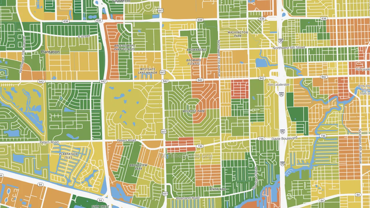 Melrose Park, Fort Lauderdale, FL Map of Arson Rates