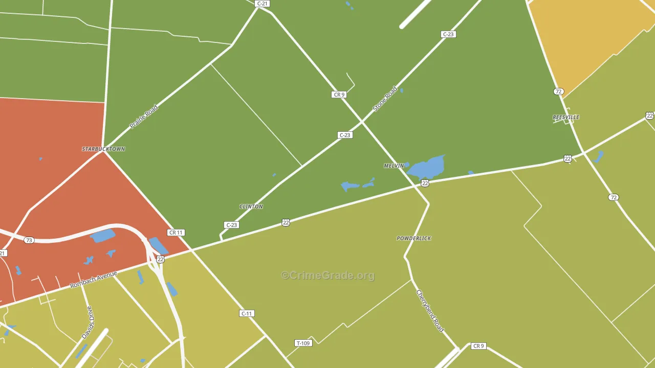 Melvin, OH Map of Arson Rates