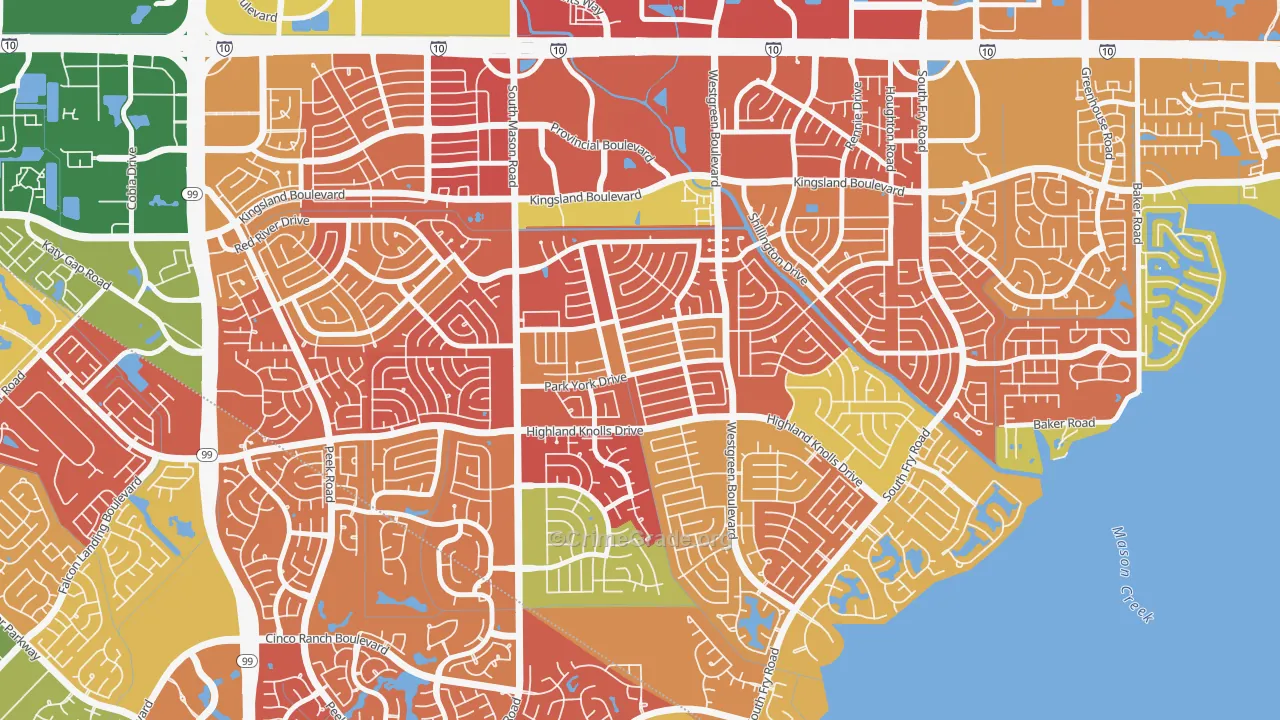 Memorial Parkway, Katy, TX Map of Arson Rates