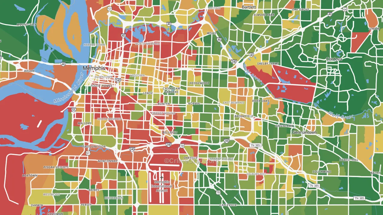 Memphis, TN Map of Arson Rates