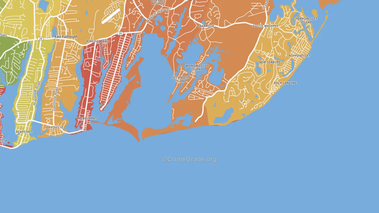 Menauhant, MA Map of Arson Rates