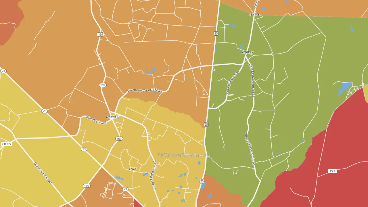 Mendes, GA Map of Arson Rates