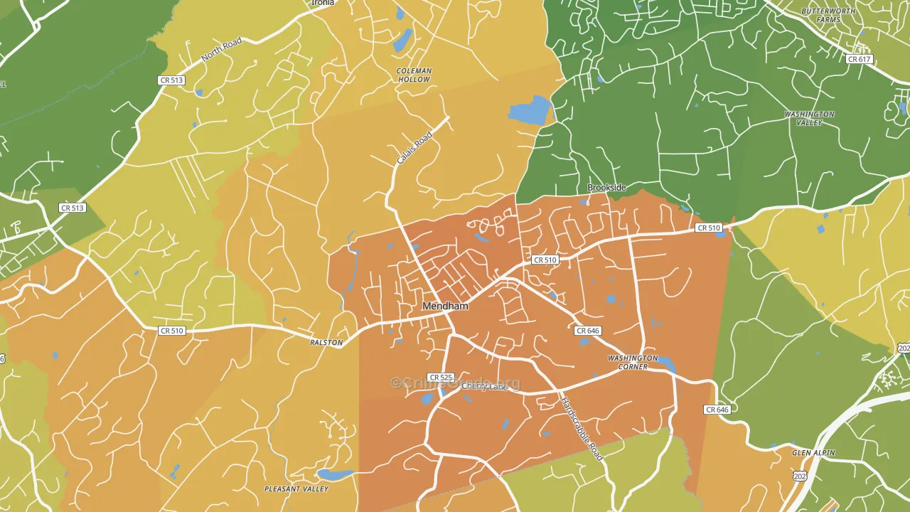 Mendham, NJ Map of Arson Rates