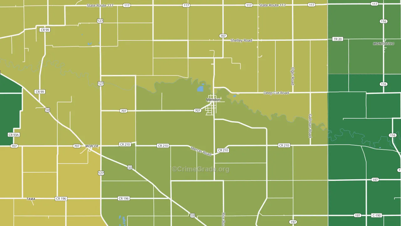 Mendon, OH Map of Arson Rates