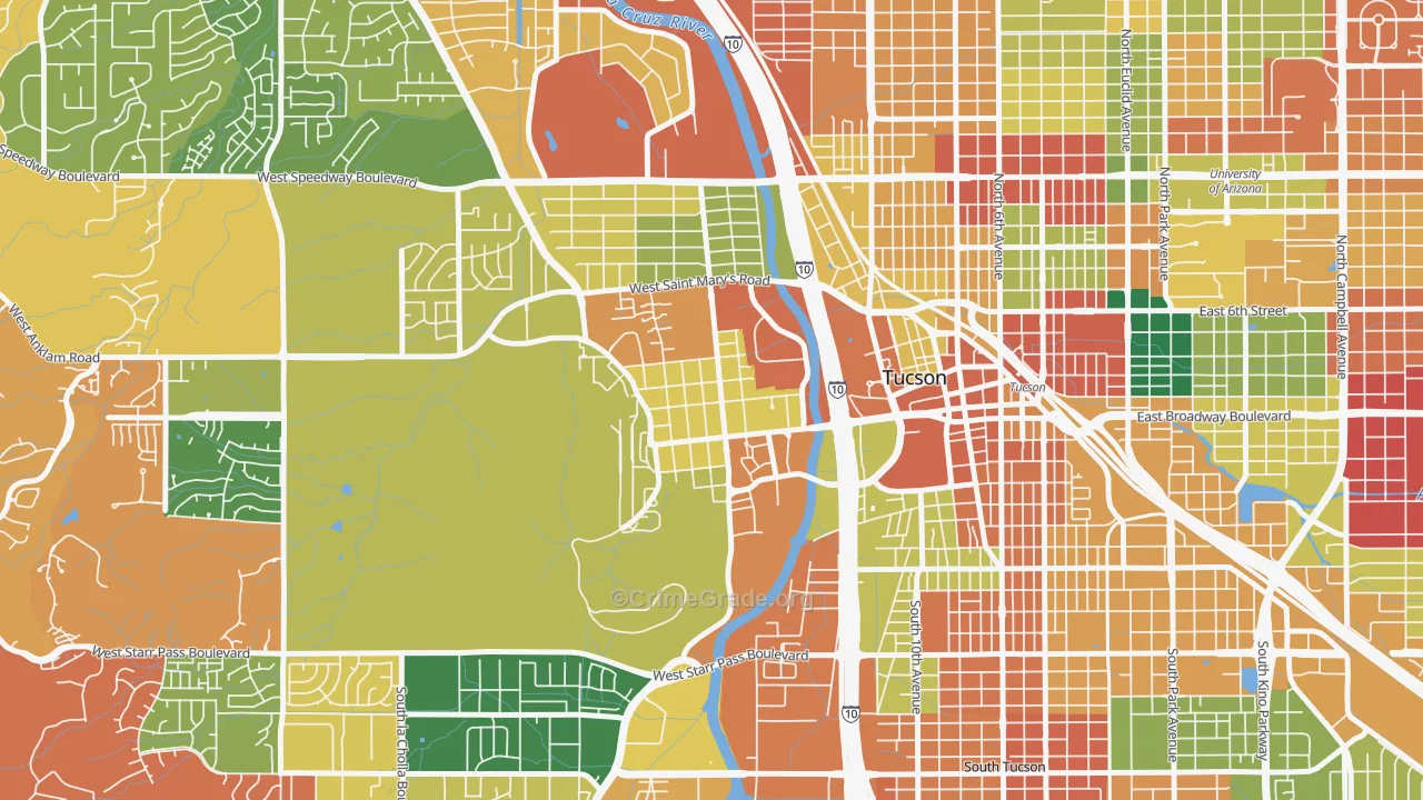 Menlo Park, Tucson, AZ Map of Arson Rates