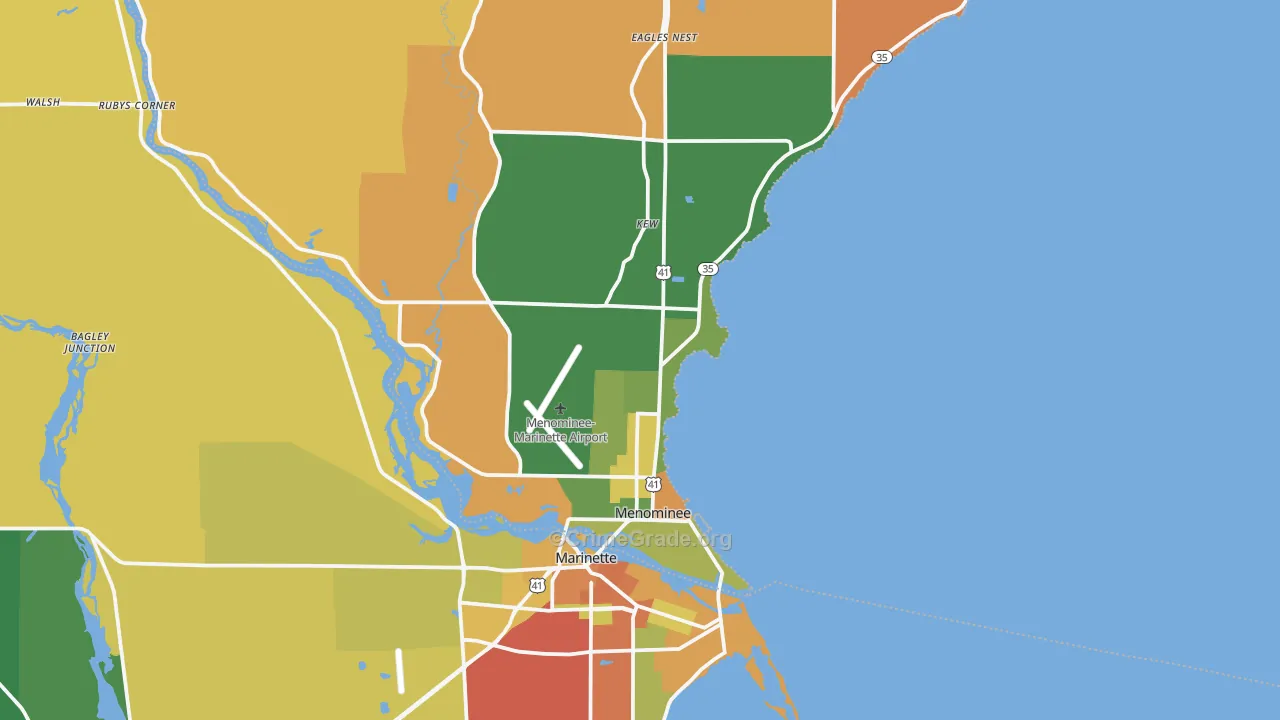 Menominee, MI Map of Arson Rates