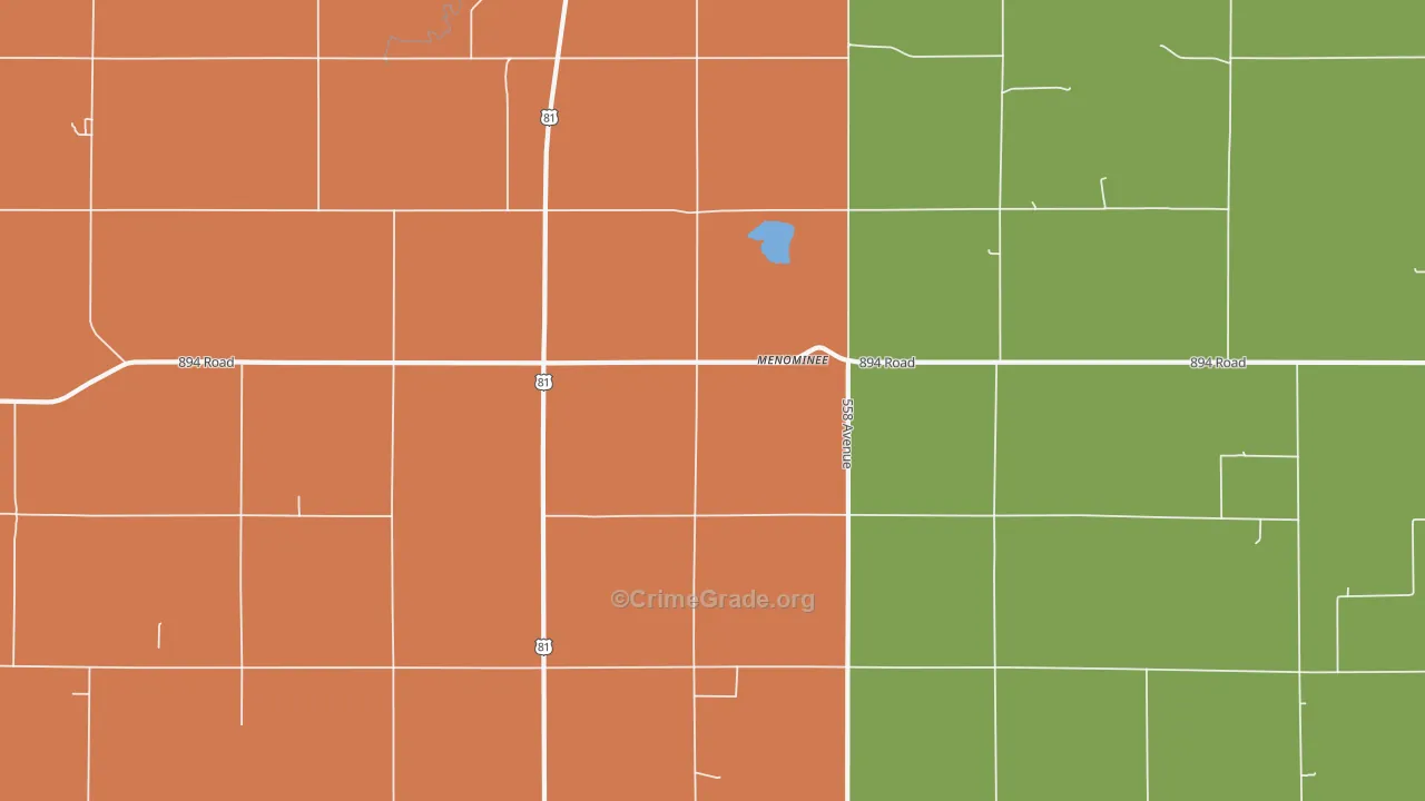 Menominee, NE Map of Arson Rates