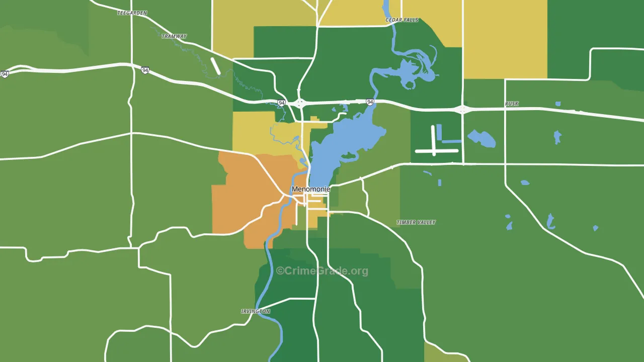 Menomonie, WI Map of Arson Rates