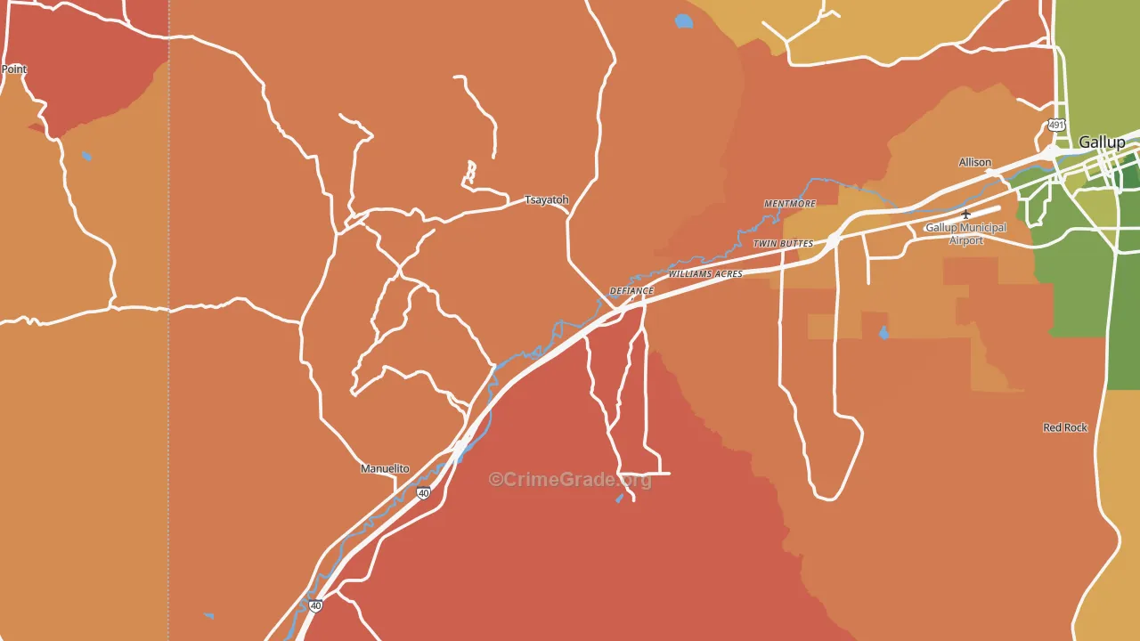 Mentmore, NM Map of Arson Rates