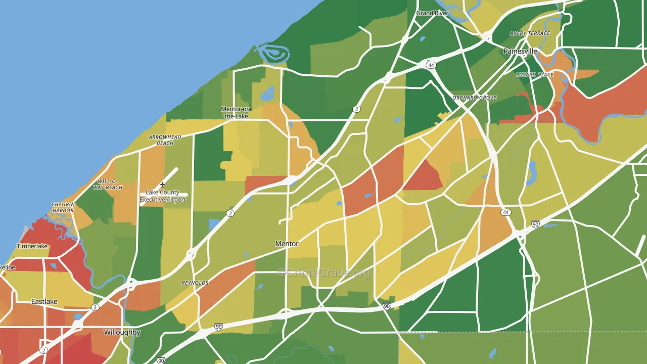 Mentor, OH Map of Arson Rates