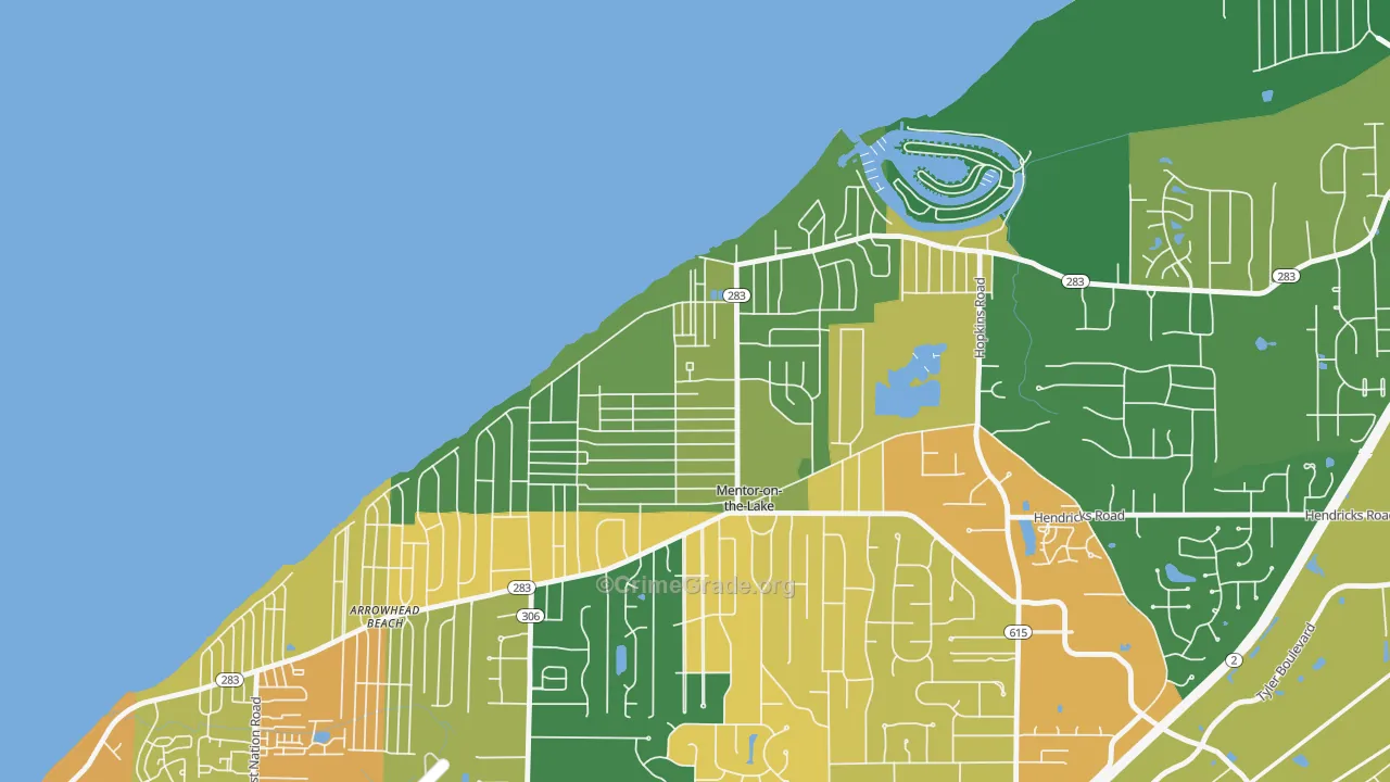 Mentor-on-the-Lake, OH Map of Arson Rates