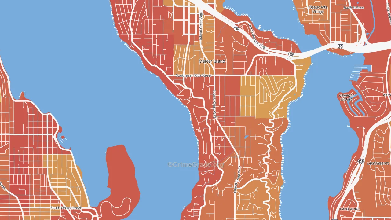 Mercer Heights, Mercer Island, WA Map of Arson Rates
