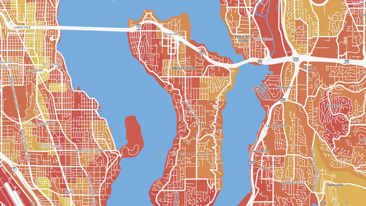 Mercer Island, WA Map of Arson Rates