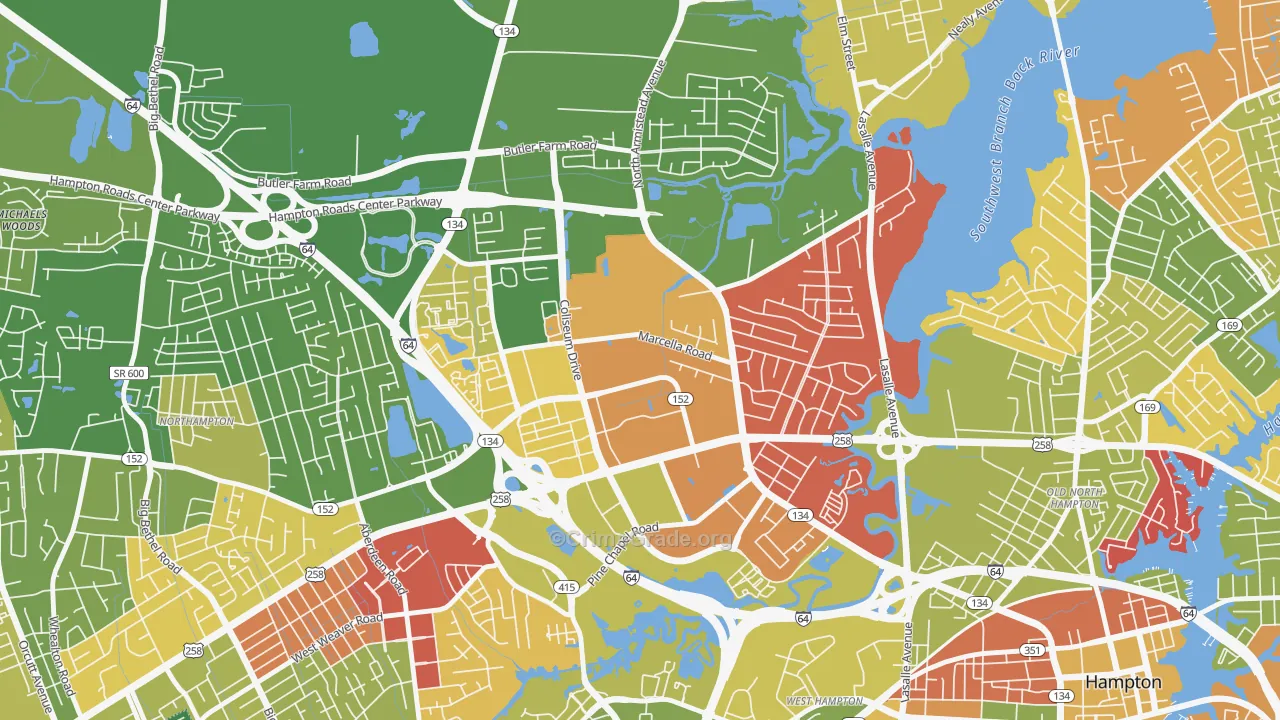 Mercury Central, Hampton, VA Map of Arson Rates