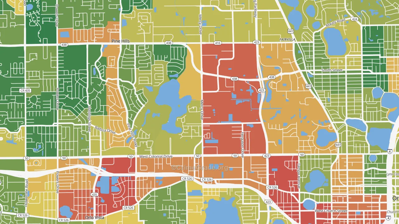 Mercy Drive, Orlando, FL Map of Arson Rates